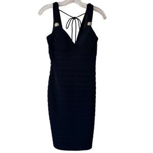 NWT VNTG Cache Cocktail Party Dress Navy Blue Size 6 Wedding Dres Guest